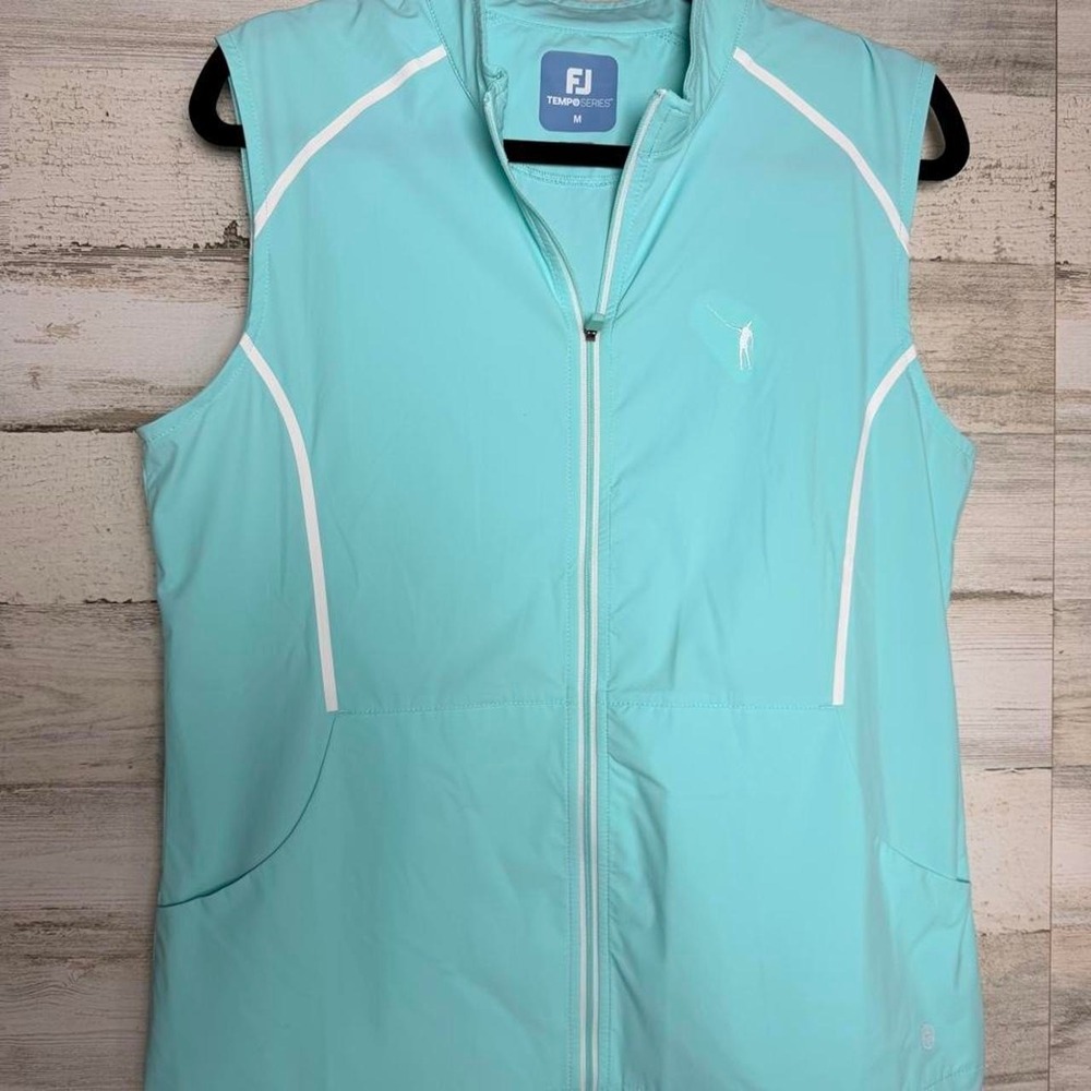 FootJoy TempoSeries sleeveless golf vest in bright aqua blue size medium